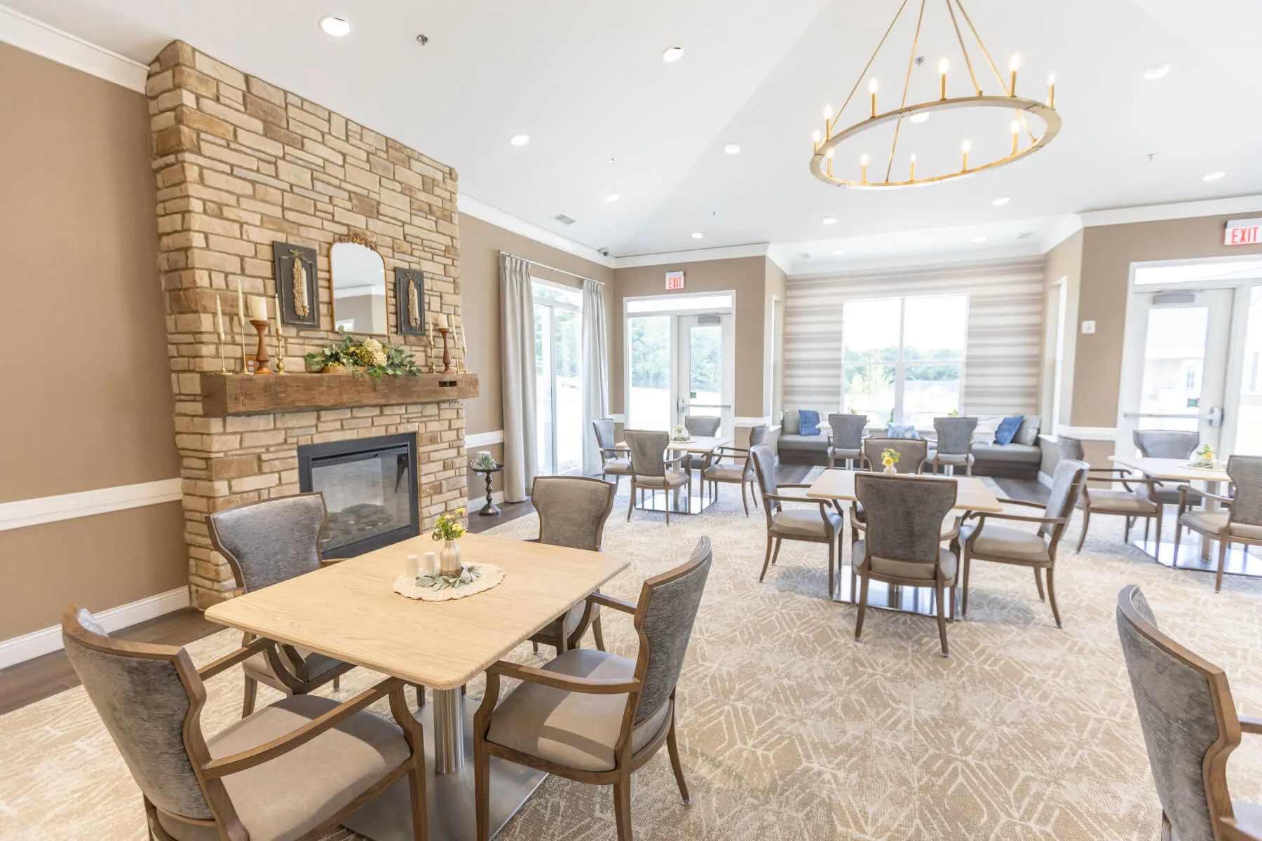 An elegant dining area at the OESH Pine Hill community