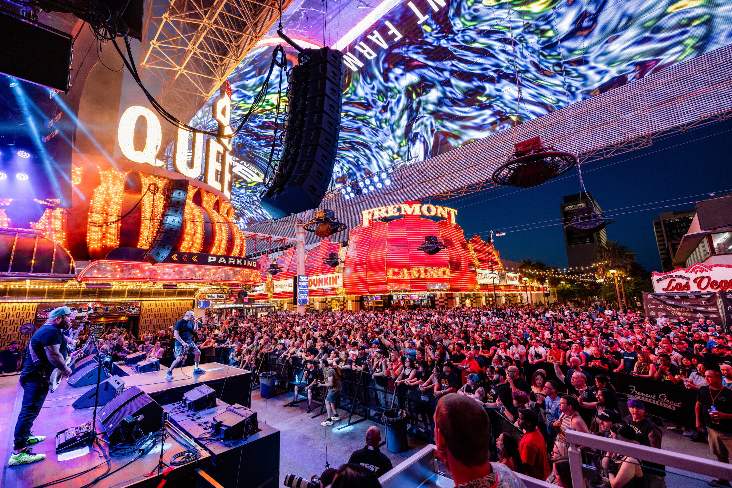 A concert stage at a hospitality and entertainment venue