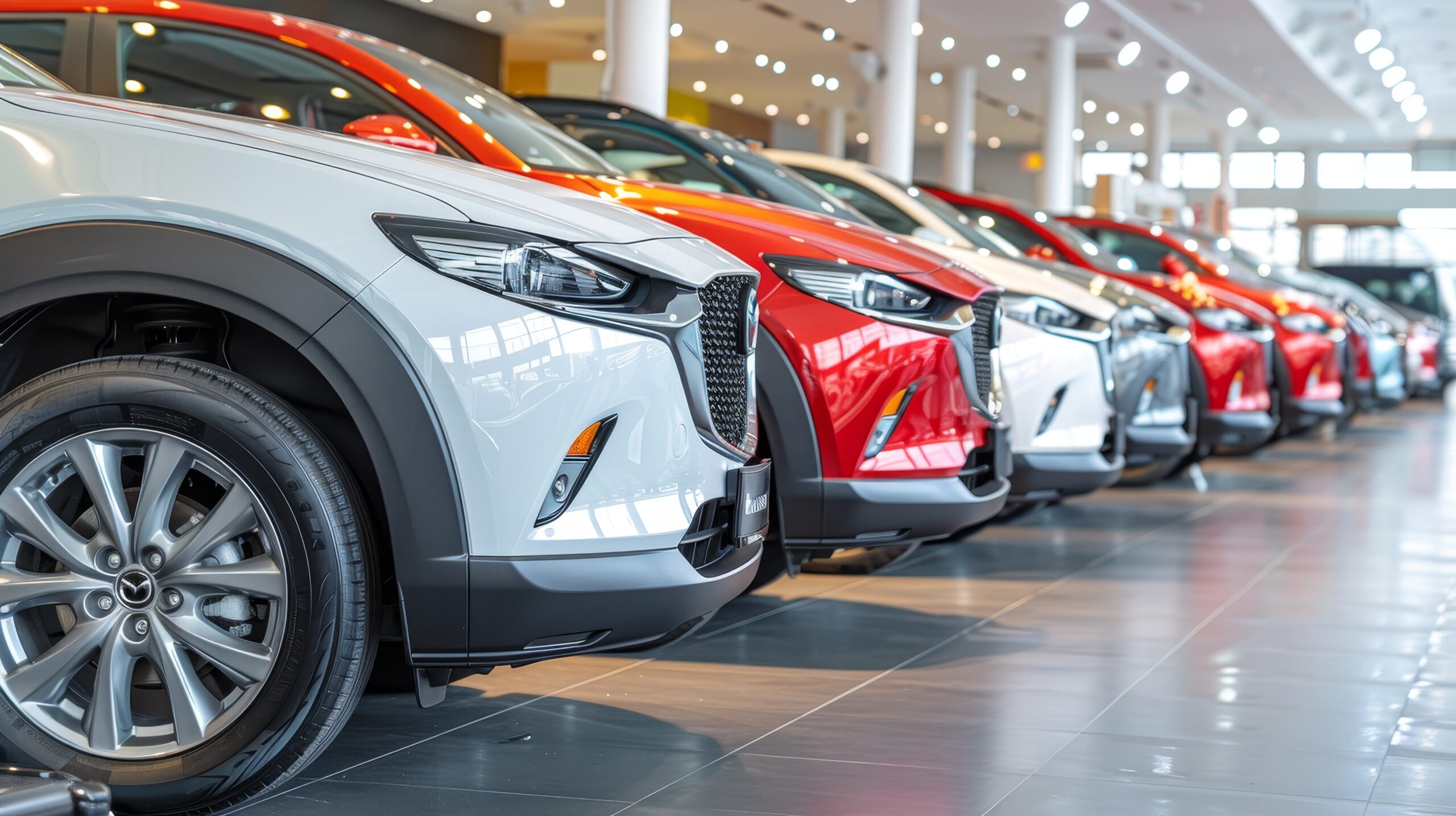 Cars on a dealership lot