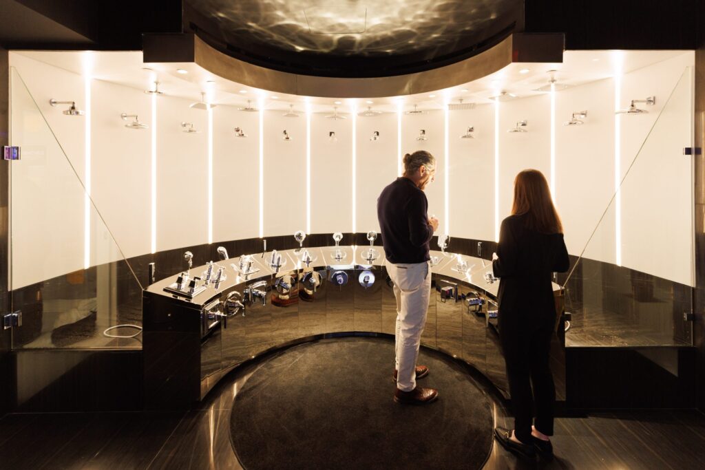 Live shower room at the LIXIL Water Experience Center